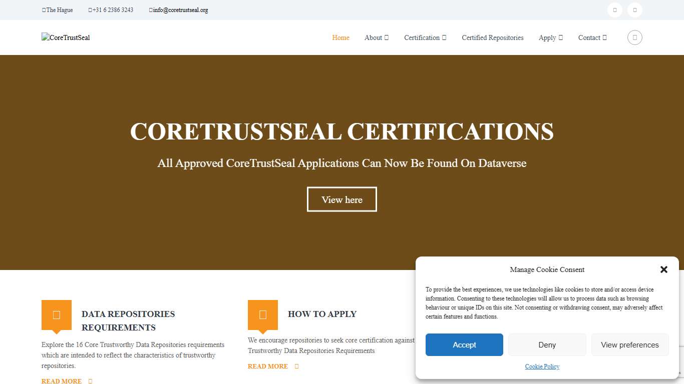 CoreTrustSeal – Core Trustworthy Data Repositories
