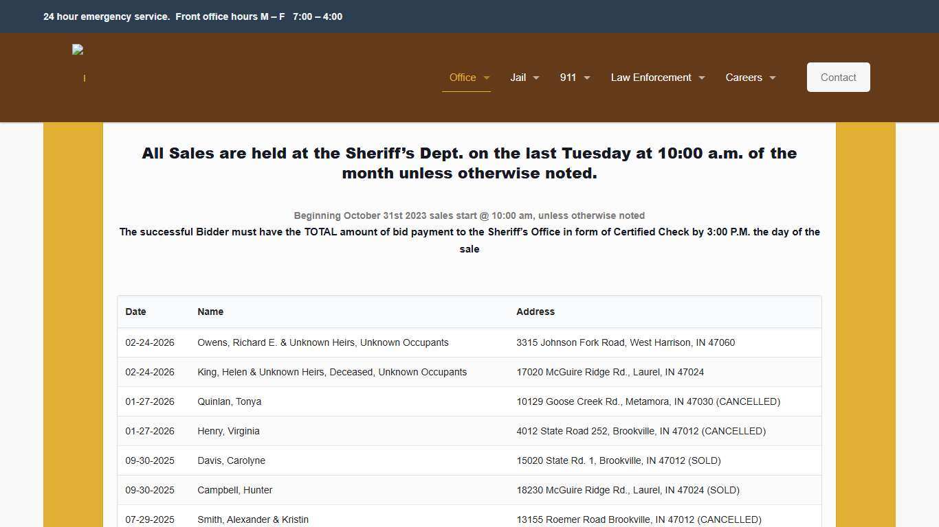 Sheriff Sale – Franklin County